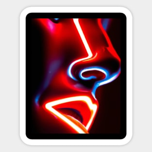 Neon Evolution: A Futuristic Human Face Sticker